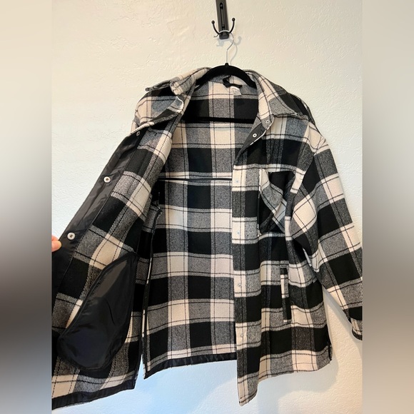 H&M Brushed Twill Jacket in Black/Plaid - Size XS - Picture 4 of 7